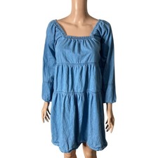 MPH Collection Dress Womens Small Tiered Denim Medium Wash