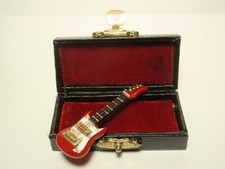 Miniature Dollhouse Accessory Red Electric Guitar with Case