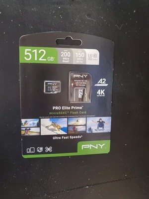 PNY PRO Elite Prime 512GB microSDXC Class 10 High Speed Waterproof Flash Card