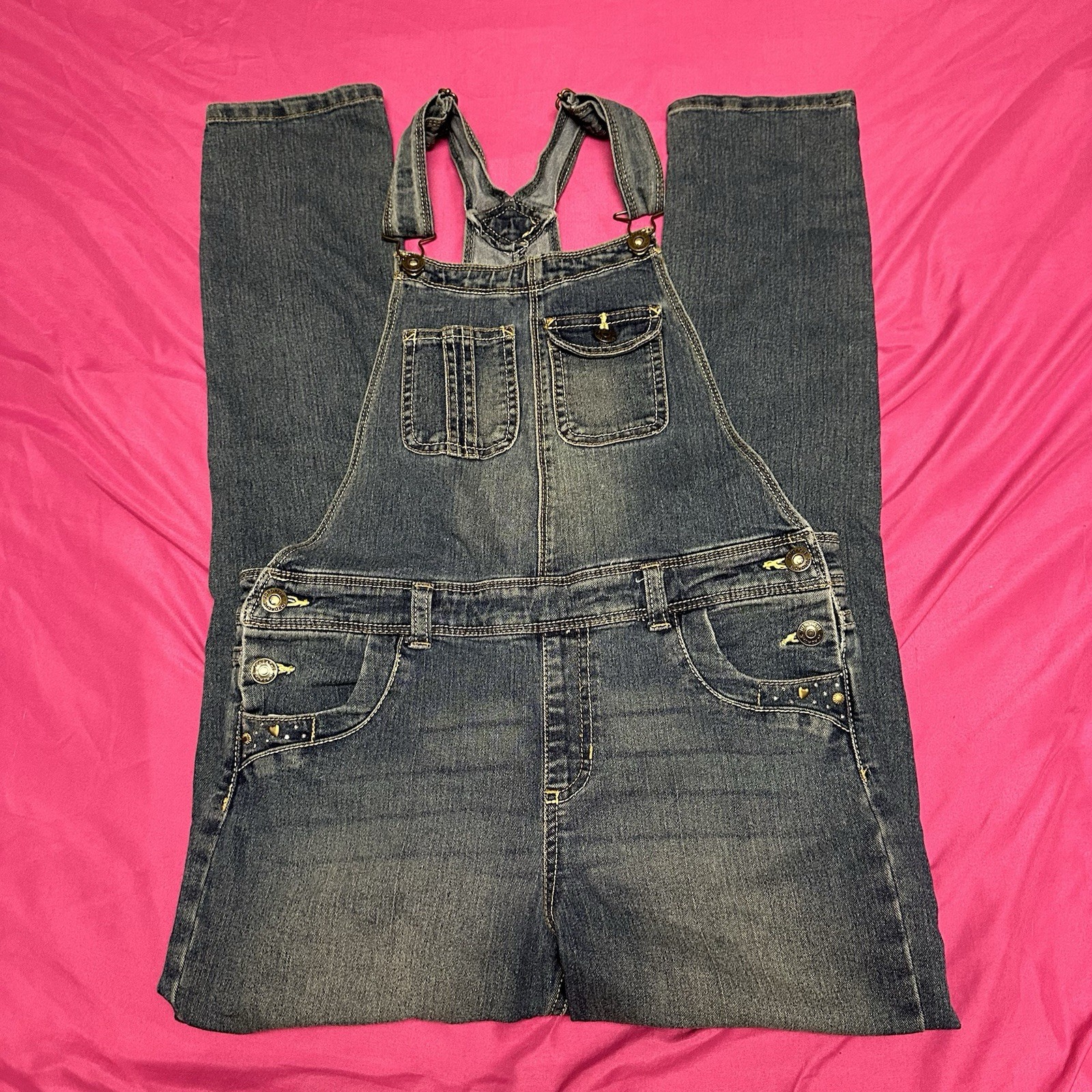 Juniors Girls Jordache Bedazzled Pockets Denim Jeans, Overalls  Xl 14-16￼