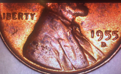 1955 D Lincoln Wheat Cent - Obverse Lamination Error - See Photos