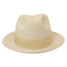 New Men's Khaki Panama Soft Straw Hat-55-57 CM