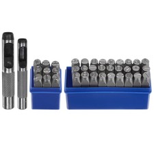 36Stk Metall Stempeln Kit 25/64" (10mm) (A-Z 0-8 "&" Symbol) Stahl Preßwerkzeug