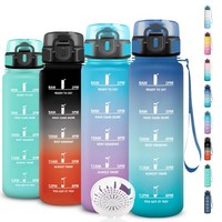 Trinkflasche 1L Grsta, Auslaufsicher, Wasserflasche Mit Zeitmarkierung,
