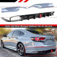 For 18-22 Accord Yofer V2 Led Rear Diffuser Sonic Grey Pearl Corner Apron Spats