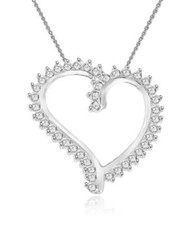 Heart Pendant Necklace 0.75 Ct I1 G Round Diamond 1.00 Inch White Gold Prong Set