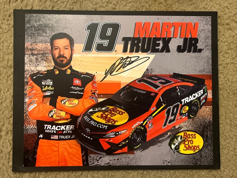 2020 SIGNED MARTIN TRUEX JR BASS PRO/TRACKER BOATS #19 JGR NASCAR CAMRY POSTCARD