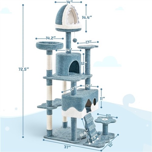Cat Tree Large Ocean-themed Cat Tower with Condos Perches Scratching Posts Toys - Picture 3 of 11