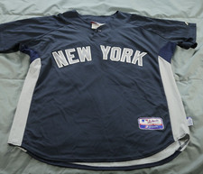 New York Yankees Jersey Mens Large Blue Gray Majestic Cool Base USA Baseball MLB