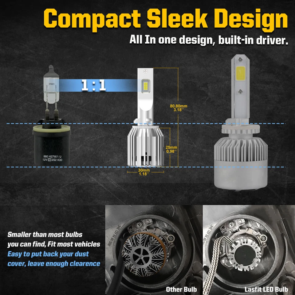 2x 880 889 LED bombillas antiniebla 6000 k para Dodge Stratus Dakota 2004 blanco neón Foto 3 de 4