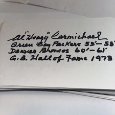Al Hoagie Carmichael 1953 Green Bay Packers Signed 3x5 index Card