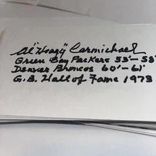 Al Hoagie Carmichael 1953 Green Bay Packers Signed 3x5 index Card