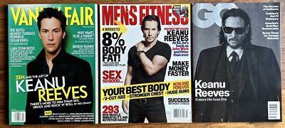 *LOT of 3* Keanu Reeves Magazines Vanity Fair, Men's Fitness