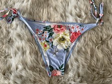 Lovely Swim Bottoms Size L Floral Print Tie Side