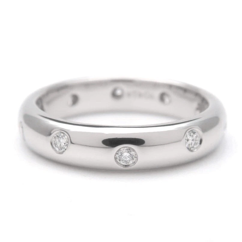 TIFFANY & Co. Etoile Platinum Diamond 4mm Band Ring 5.5