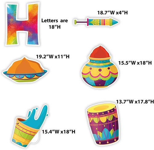 Happy Holi Festival Gartendeko, 17 Teile, inklusive Pfähle, 18712 - Bild 3 von 7