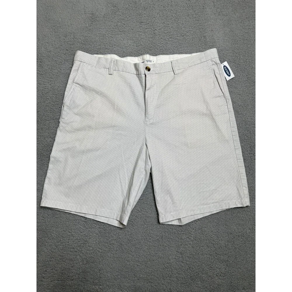 Old Navy Shorts Mens 42 White Dotted Ultimate Slim Built-In Flex Khaki Chino NEW