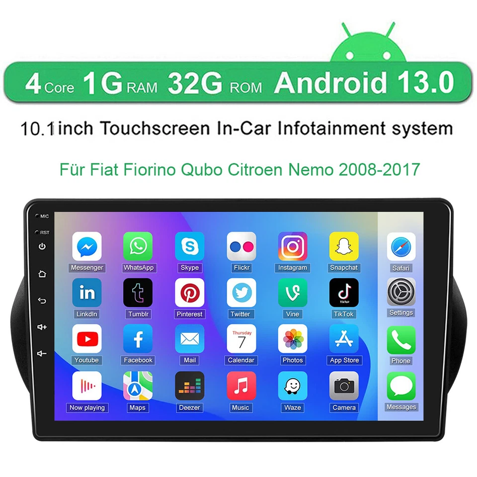 DAB+ Android 13 Autoradio GPS für Fiat Qubo/Fiorino Citroen Nemo Peugeot Bipper - Bild 3 von 4