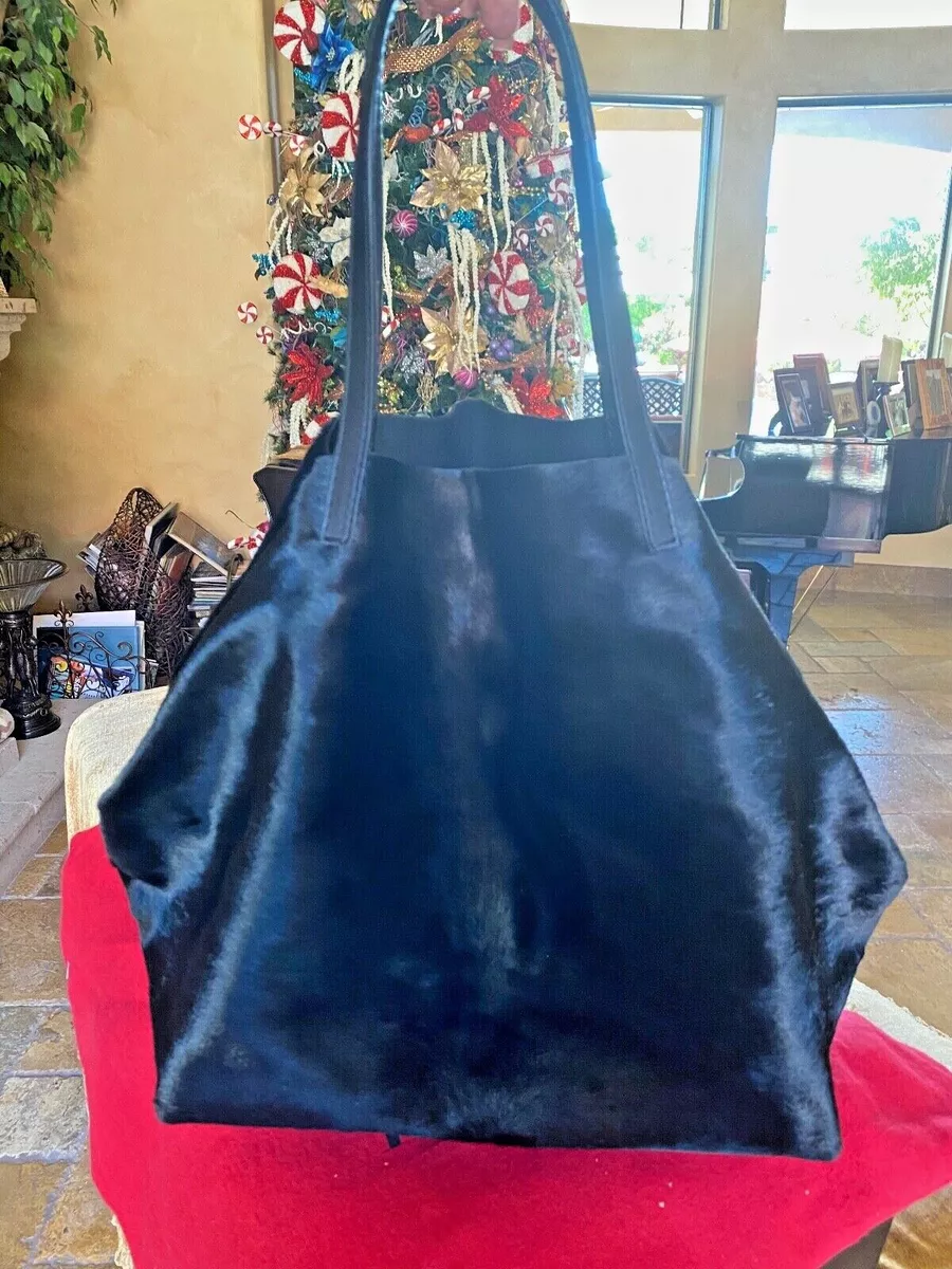 CH Carolina Herrera Black Pony Hair Matryoshka Tote Handbag