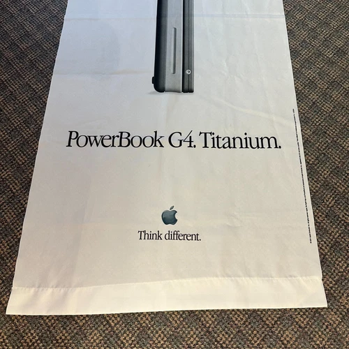 VERY RARE _ PowerBook G4 _ FABRIC BANNER _ APPLE COMPUTER Think different 2001