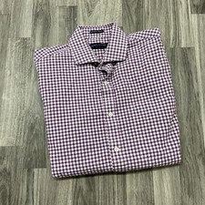 TOMMY HILFIGER Regular Fit Purple Check Dress Shirt Men's Size Medium 15 34/35