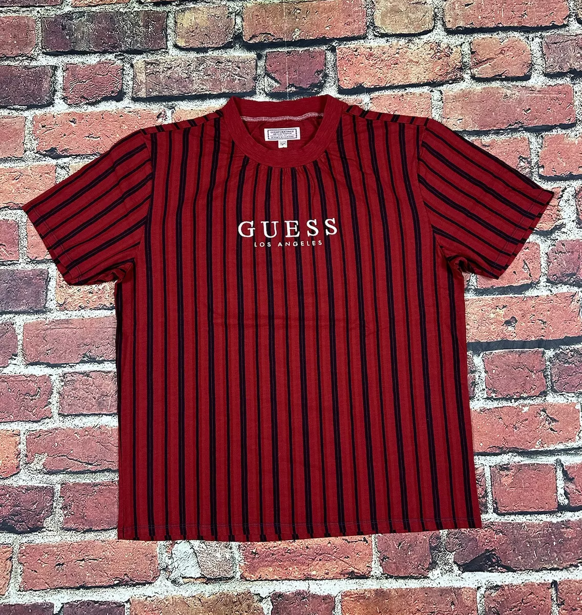 Guess vertical striped t shirt cheap