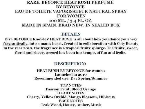 Rare. BEYONCE HEAT by Beyonce EDP Spray for Women 3.4 oz / 100ml . Variations - Picture 51 of 61