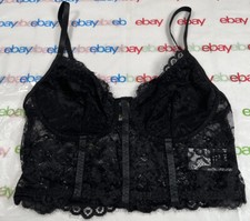 SHEIN Lace Bustier Crop Cami Top Black Adjustable Strap Size 4