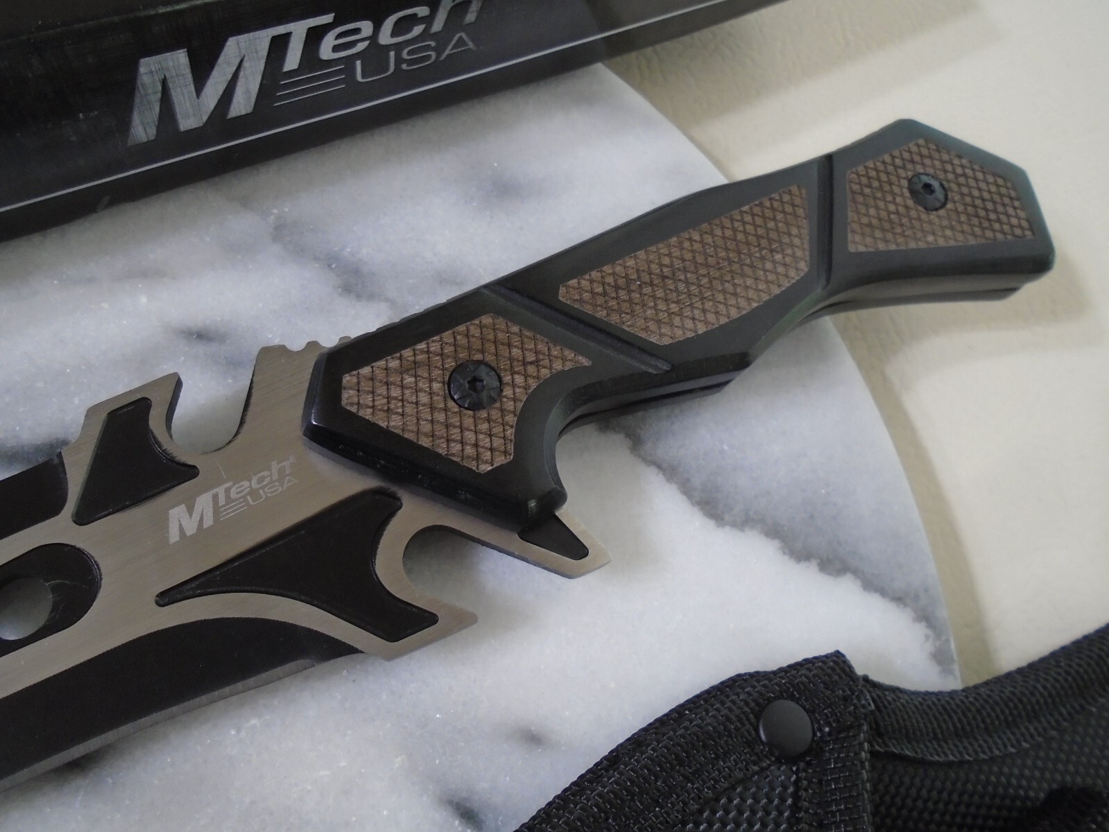 Mtech Recurve 2 Tone Fixed Blade Bowie Combat Knife Full Tang Fancy Blackwood