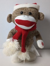 Working Animated Sock Monkey Gemmy Dances Sings 12" Christmas Jingle Bells