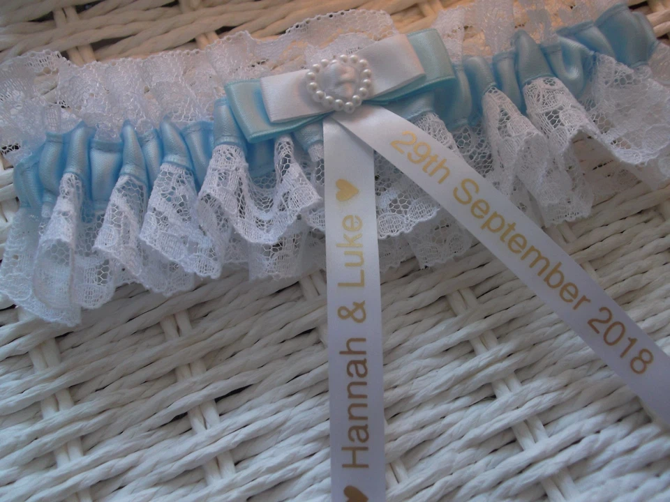 PERSONALISED Wedding Bridal Garter Something Blue Bride Gift - Image 3 of 3