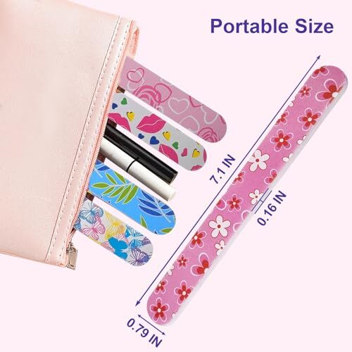 Nail Files (24 Pack), Colorful Emery Board Nail File for Natural Nails Double 