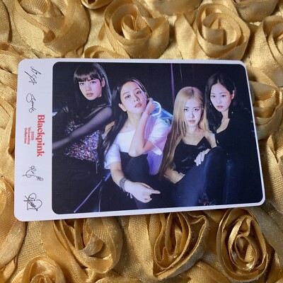 BLACKPINK 2020 Floral Dress Sign Celeb K-pop Girl Photo Card Group Black