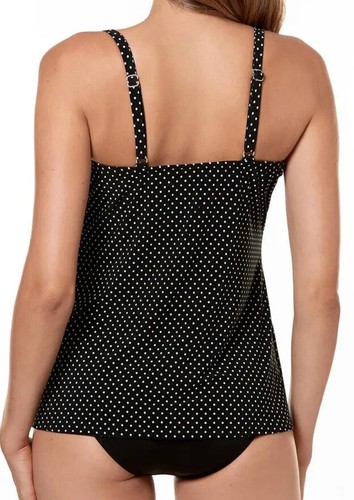 Miraclesuit 8 Tankini Top Black White Polka Dot Pin Point Love Knot Underwire - Picture 3 of 15