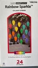 Gemmy Lightshow 24 Ct 23 ft C9 Rainbow Sparkle Multicolor LED Christmas Lights