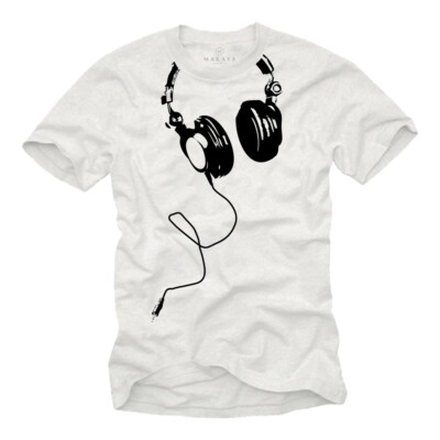 Electro House Musik Herren T-Shirt mit Kopfhörern - Männer Techno Party DJ Shirt