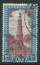 INDIA GVI 1952 SG323bw 10rs pruple-br & blue wmk stars to the left f/u cat £140