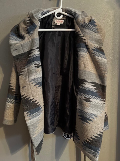 Women's Mossimo Supply Co Hooded Southwestern Print Coat Button Jacket Sz Small image 5