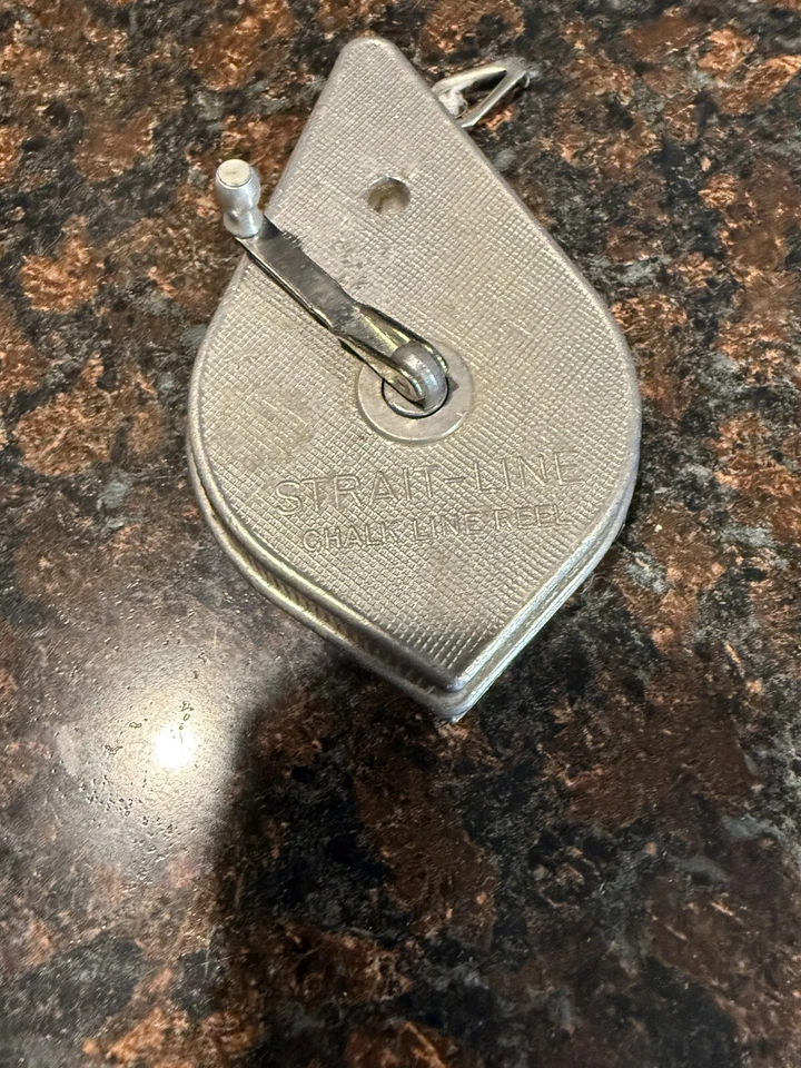 Vintage Irwin Straight-Line Chalk Line Reel Plumb Bob Metal Tool Made In USA  - Image 3 of 3