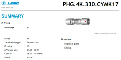 Lemo Steckverbinder PHG.4K.330.CYMK17 Buchse 30 Pin