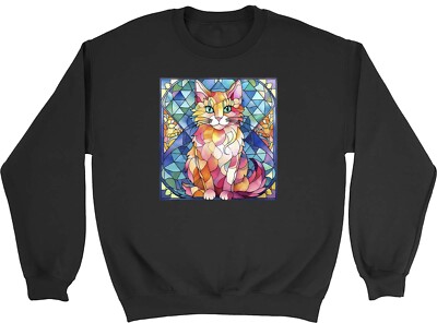 Stainglass Katze Kinder Sweatshirt Kätzchen Haustier Katze Tier Jungen Mädchen Geschenk Pullover