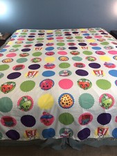 Shopkins Twin Flat Fitted Sheet Blue Kooky CooKie Apple Blossom Strawberry Kiss