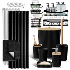 27PC Bathroom Accessory Set w/ Shower Caddies Bath & Rugs, Complete Bathroom Set