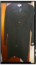 Anne Klein Single-breasted Wool Coat Black Us Size 10 / Uk 12. Never Worn.