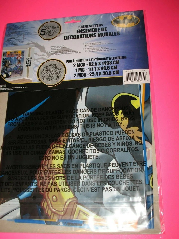 Batman WALL POSTER Decoration Kit Scene Setter Birthday w/ Photo Props Brand New - Image 3 of 3