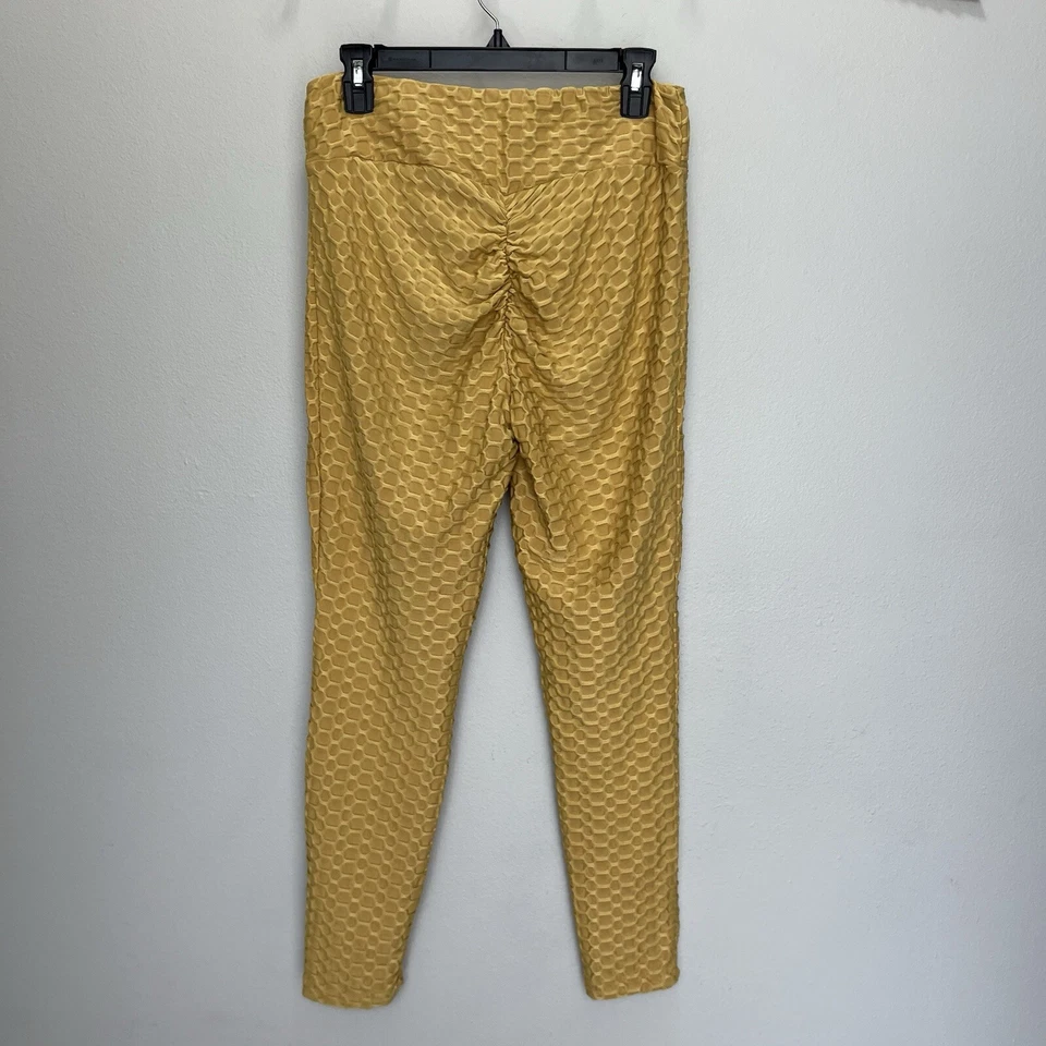 Eye Candy | Mustard Yellow Honeycomb Booty Scrunch Legging Pants Size XL - Image 4 of 4