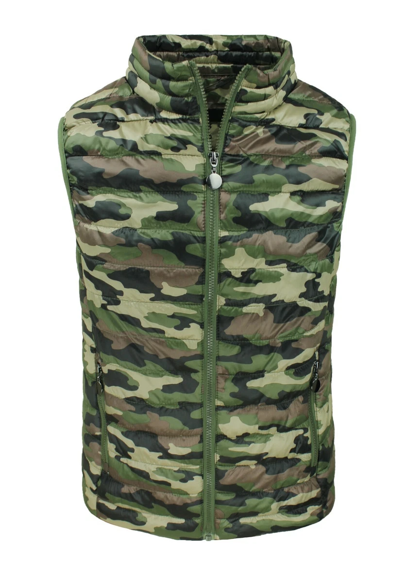 Giubbotto piumino uomo smanicato mimetico militare casual Gilet eBay