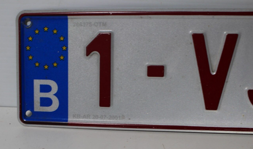 Belgium Euro Type Vehicle License Plate " 1 - VJG -955" ~ Single Plate Only - 3M - Picture 4 of 5