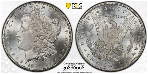 1884-CC $1 MS65 Morgan Dollar - PCGS Gold Shield - Carson City Gem Silver Coin
