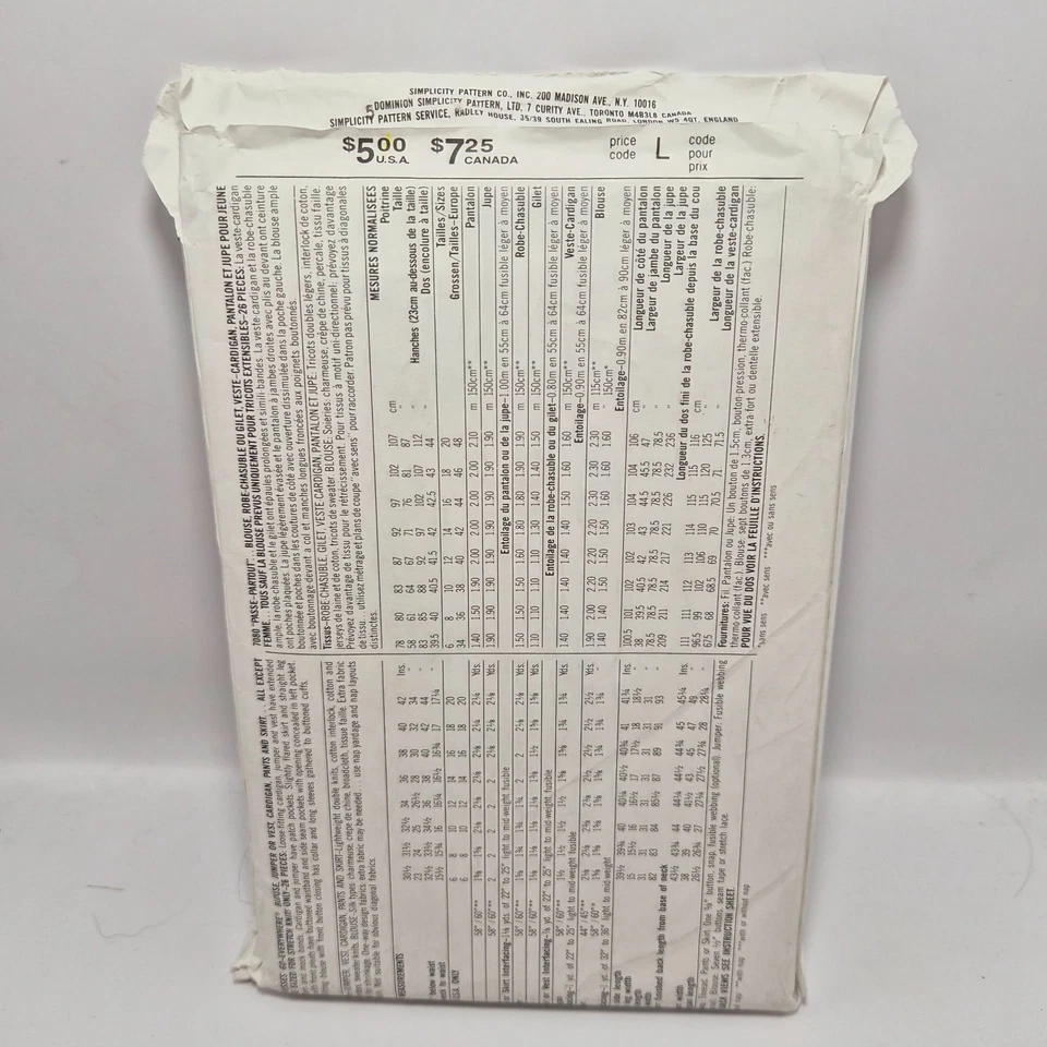 UNCUT Misses' Go Everywhere Outfit Sewing Pattern by Simplicity, 7080, Szs 16-20 - Image 2 of 2